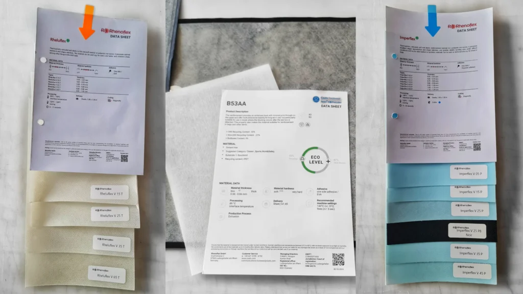 echantillons thermocollant de la gamme rheluflex et imperflex